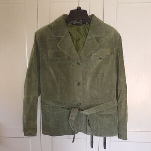 Relativity Suede Olive Green Jacket with Branded Label